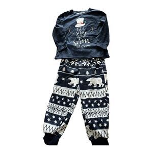 Let It Snow Kid’s Christmas Pajamas 4-5T Navy & White